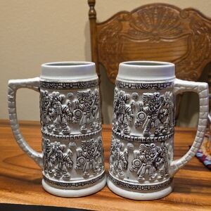 VINTAGE MCM AZTEC BEER STEINS